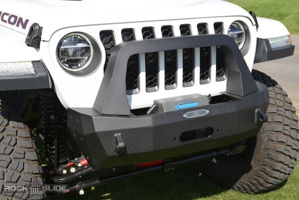 Rock-Slide Engineering Stubby Front Bumper w/ Bull Bar Jeep Wrangler JL -  FB-S-100-JL