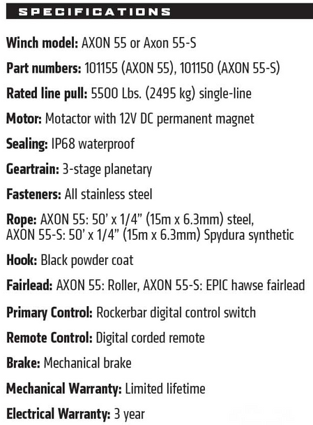 Warn AXON 55-S Powersport Winch -  101150