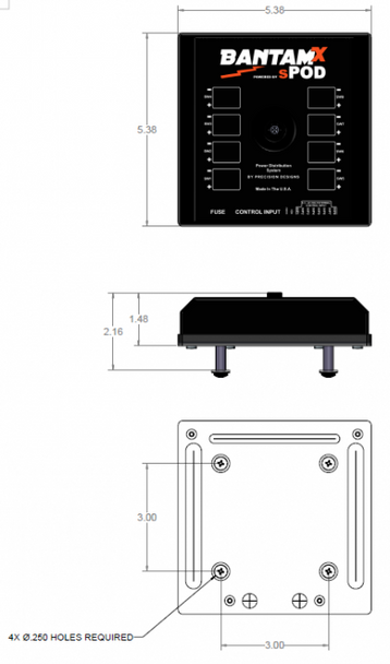 sPOD BantamX Touchscreen for Uni with 36" or 84" battery cables