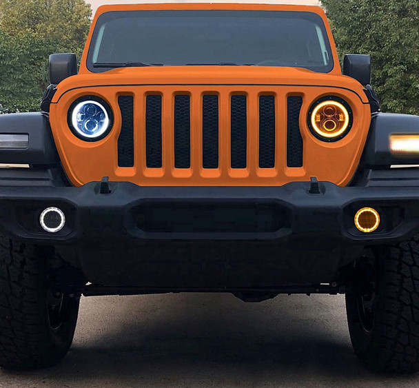 Quake LED Jeep Wrangler JL/Gladiator 4 Inch Fog Lights w/ White DRL Halo/Amber Turn Signal