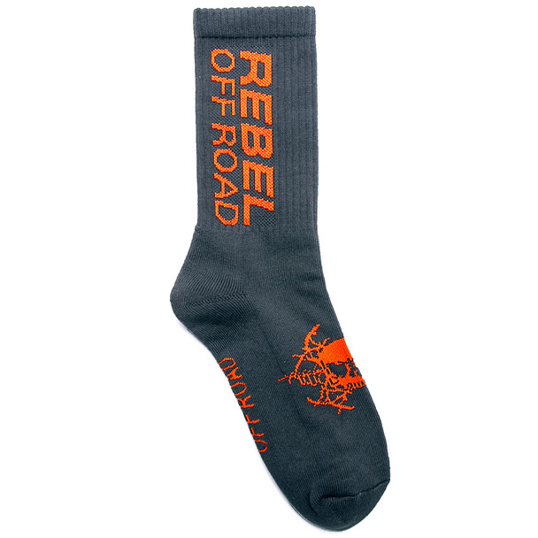 Rebel Off Road All-Terrain Men's Socks, Charcoal, Orange Block Logo