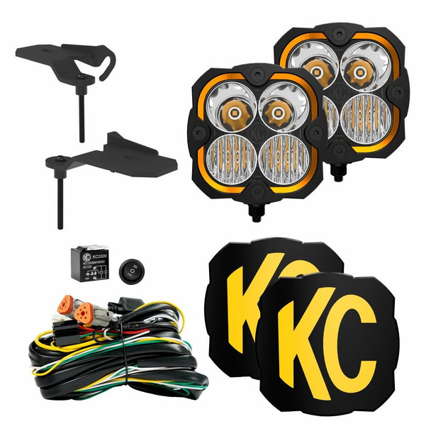 KC Hilites Flex Era 4 Combo Beam Ditch Light Kit, 21+ Wrangler 392, Gladiator Mojave