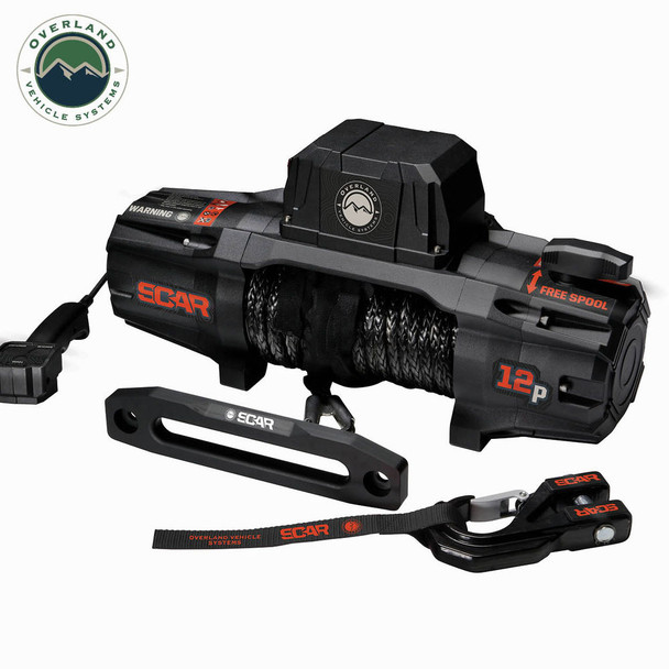 SCAR 12,000Lb Winch, Synthetic Rope, Wireless Remote