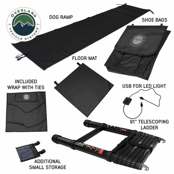 XD Sherpa Hybrid Soft Shell Roof Top Tent, Blue Body & Black Rainfly | Overland Vehicle Systems