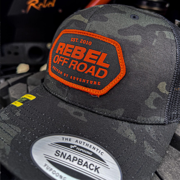 Rebel Off Road Driven By Adventure Snapback Hat (Black Multi-Cam)