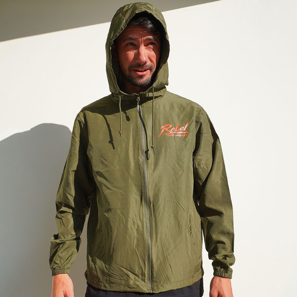 Rebel Off Road Army Green Zip Up Windbreaker
