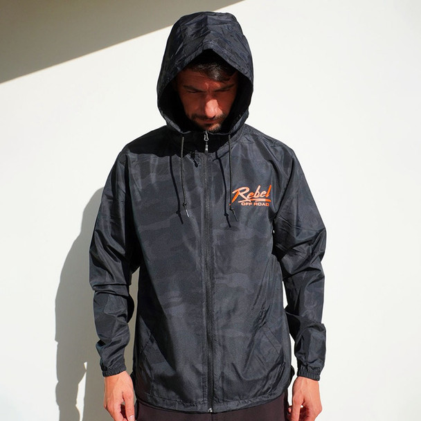 Rebel Off Road Black Camo  Zip Up Windbreaker