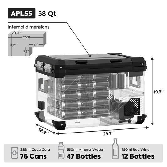 ICECO APL55 58QT Stainless Dual Zone 12V Fridge / Freezer