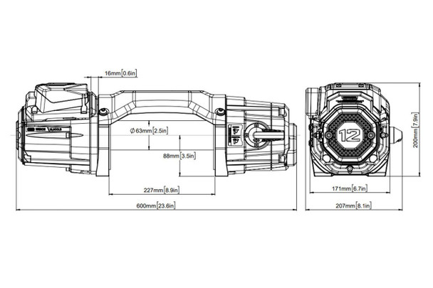ARB 10,000lb Winch, Synthetic Rope, Integrated Control Box