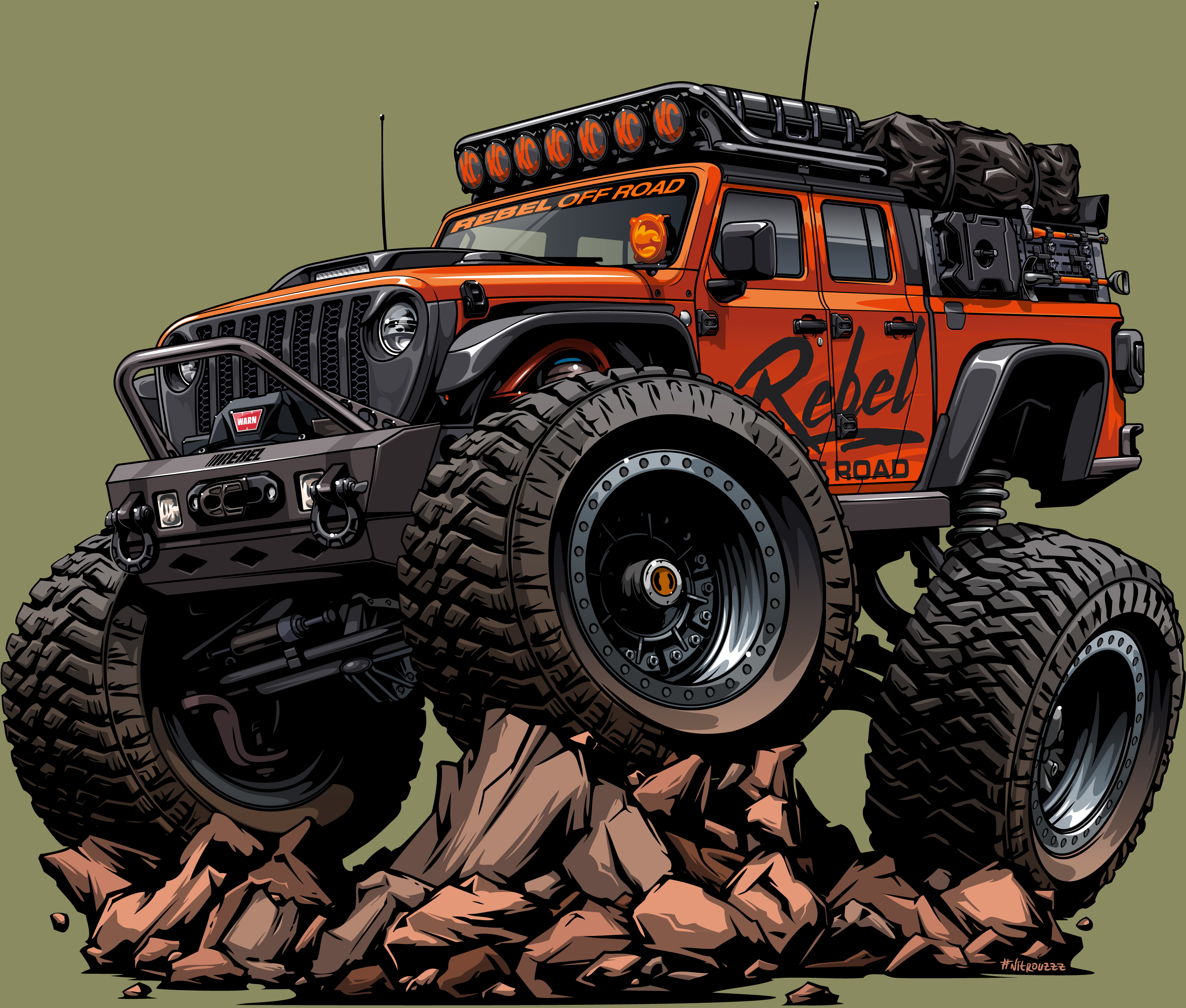 Offroad jeep colorfull Vintage car sticker vector