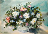 Roses In White Vase