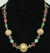 Mixed Peaches and Green Beads Necklace