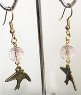 Pink Crystal and Dove Earrings