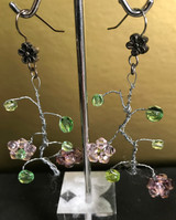 Wire Wrapped Pink and Purple Crystal Earrings