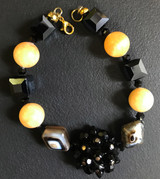 Sardonyx, Citrine, and Black Crystal Bracelet