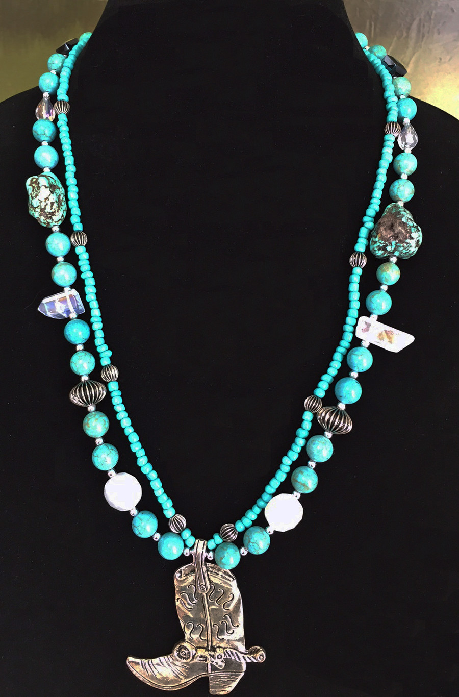 Turquoise Cowgirl Boot Necklace