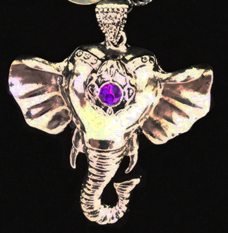 Amethyst and Elephant Necklace