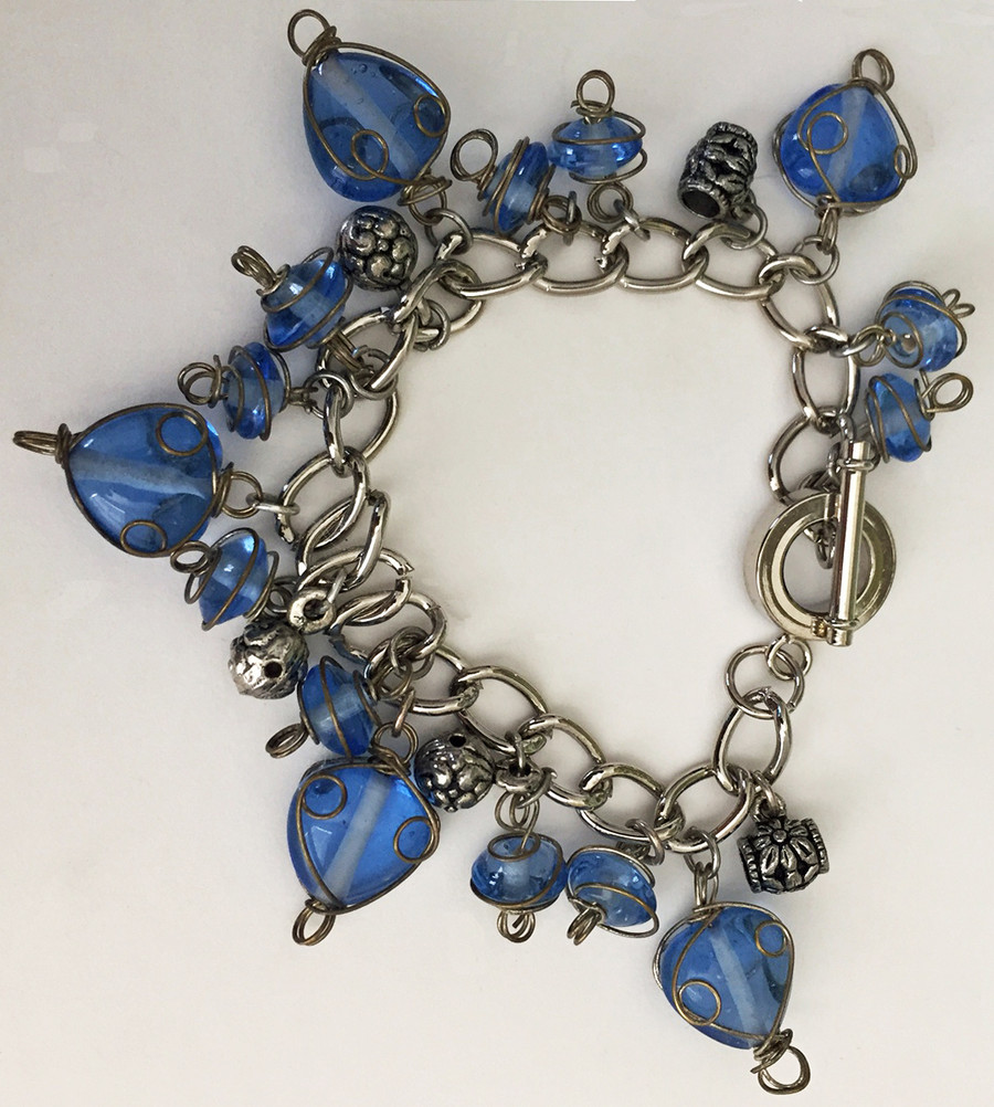 Blue Heart Charm Bracelet