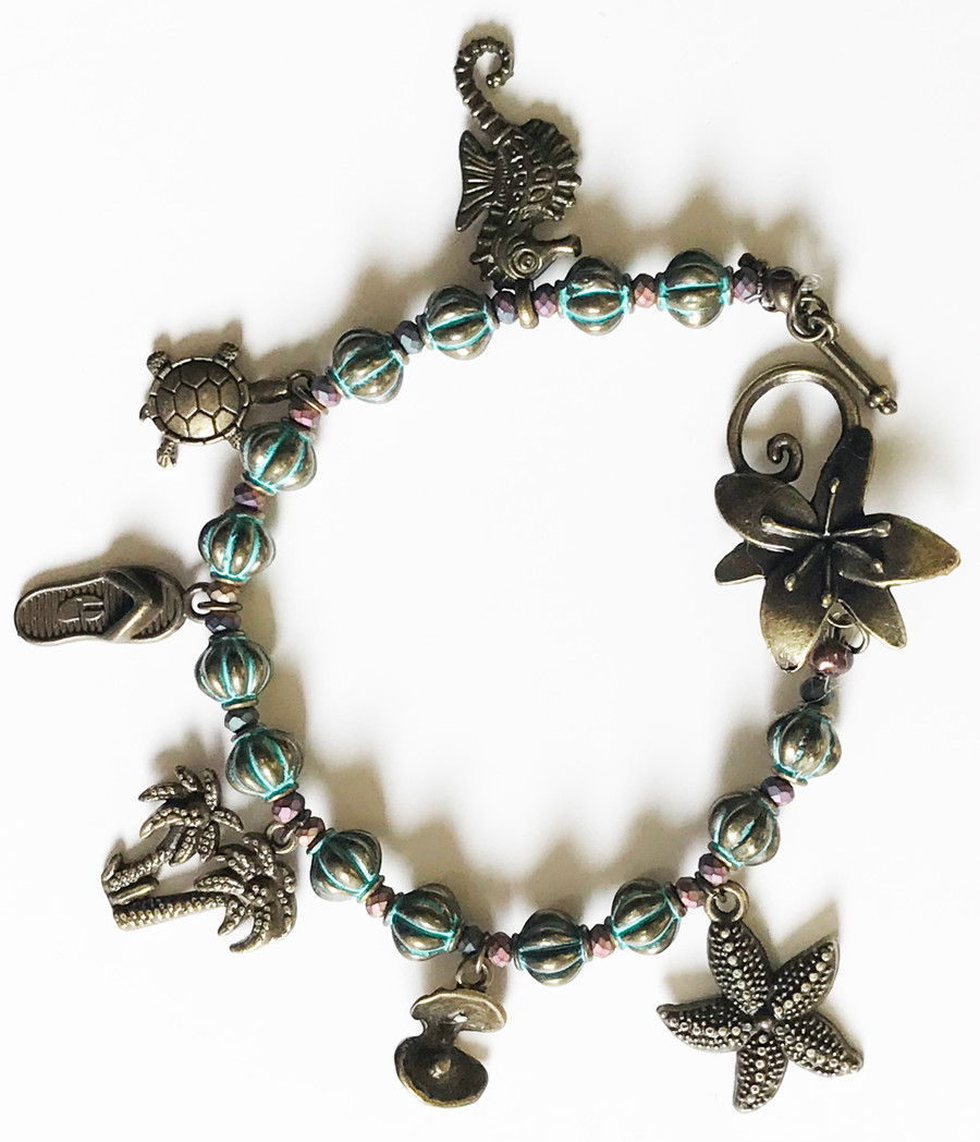 Bronze Seaside Charm Bracelet