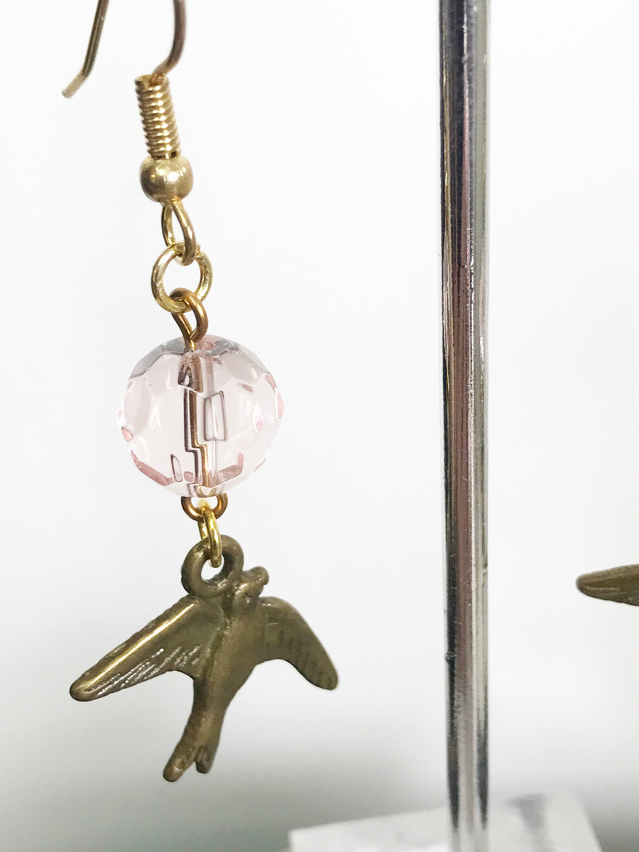 Pink Crystal and Dove Earrings