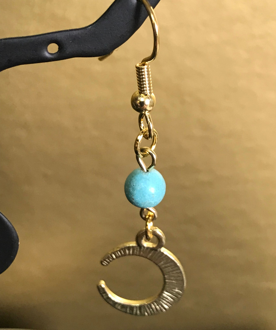 Turquoise and Gold Moon Earrings