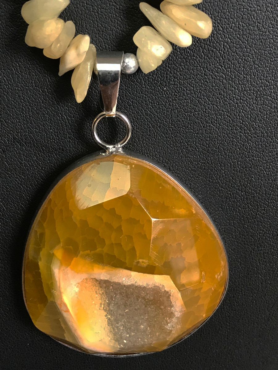 Citrine, Calcite, and Mother of Pearl Necklace