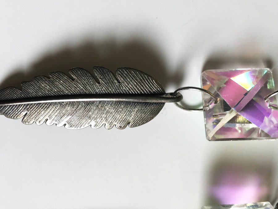 Large Crystal and Feather Earrings