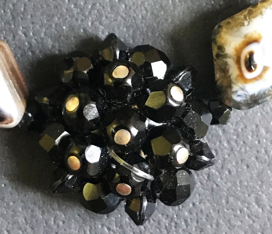Sardonyx, Citrine, and Black Crystal Bracelet