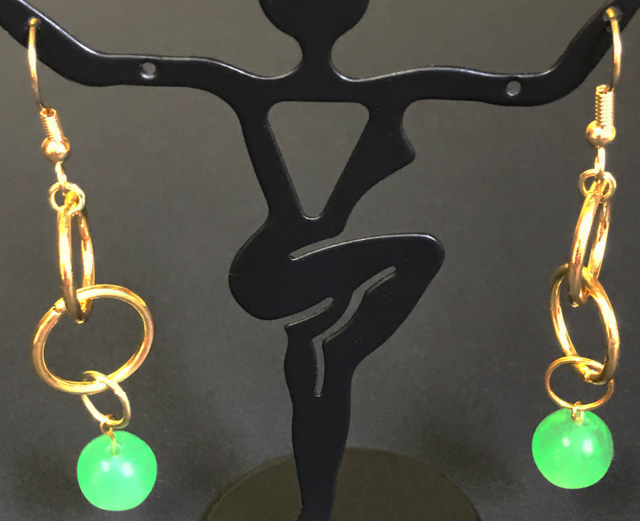 Jade and Gold Hoop Earrings