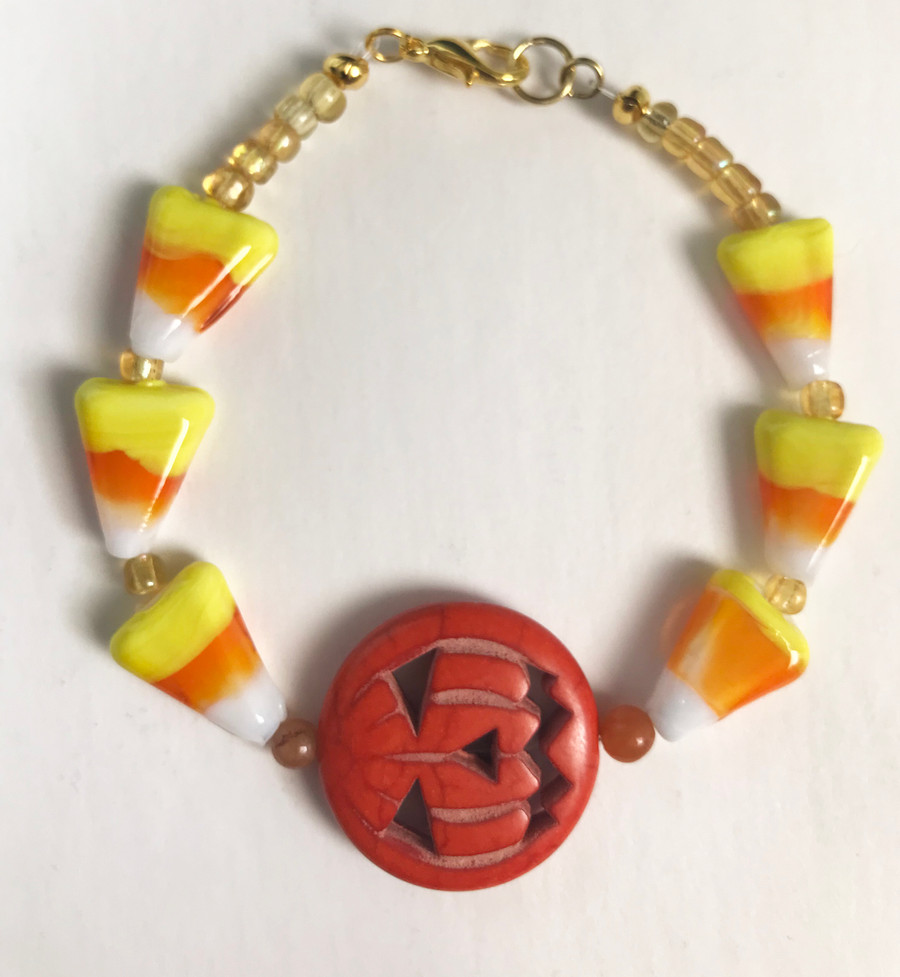 Jack-O-Lantern and Candy Corn Bracelet