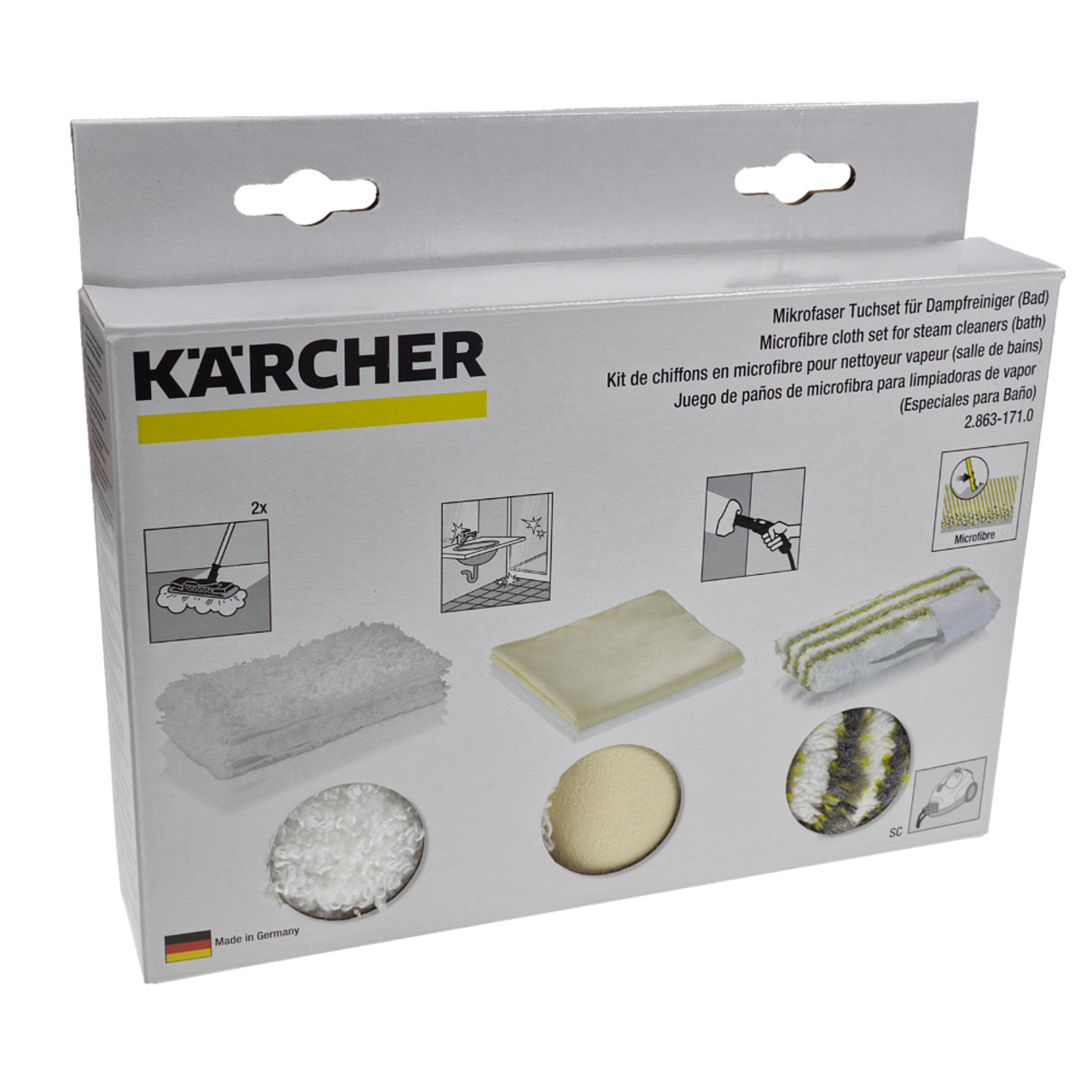 Kit De Chiffons En Microfibres Pour Nettoyeur Vapeur (Salle De Bains)  Karcher