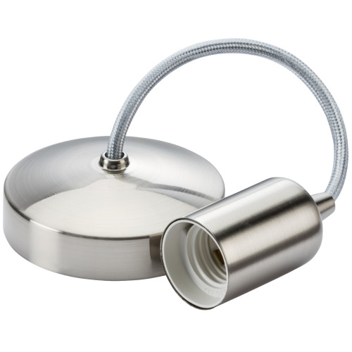 Brushed Chrome 6" Plain E27 Pendant Light Fitting Class 2 8270BC