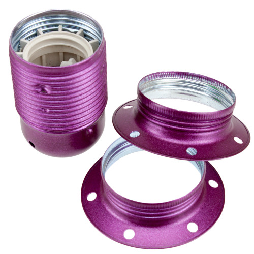 ES | E27 | Edison Screw Ultraviolet Pearl Lampholder with Shade Rings 3970175