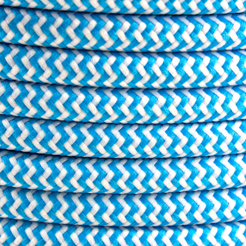 Light Blue Herringbone Round Fabric Cable 3 Core 4200437