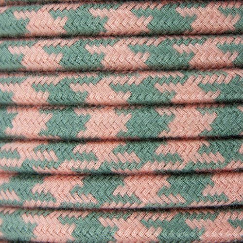 Pink and Grey Round Houndstooth 3 Core Fabric Cotton Cable 4545795