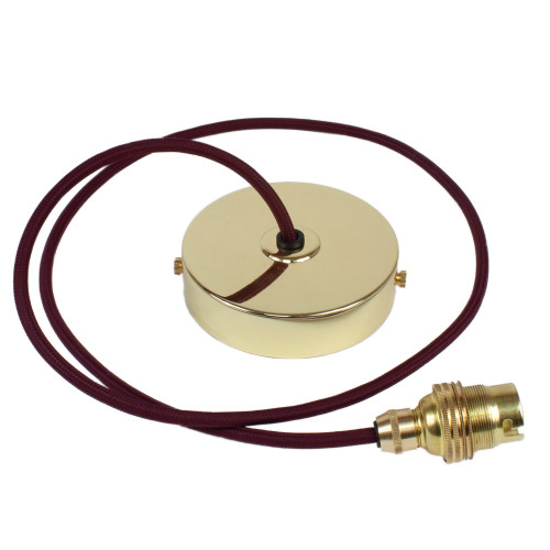 Brass Pendant Kit 1m Cable - Burgundy 4700395