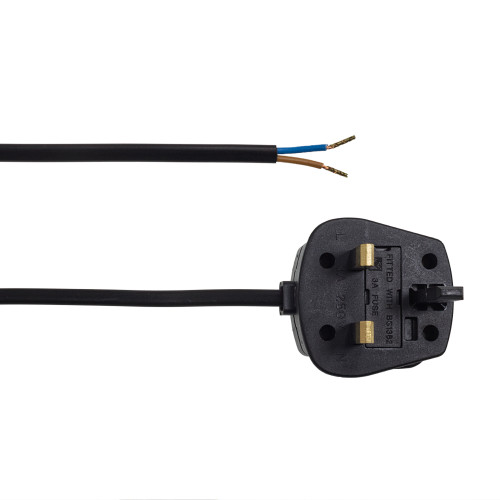 Black Un-Switched 2 Core With Plug 2.5m Long PLU79506