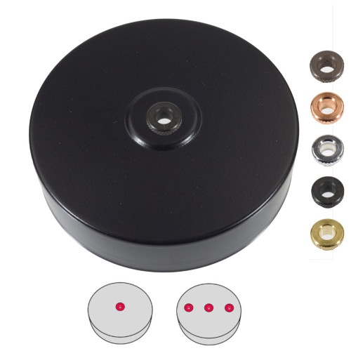 Black Ceiling Rose with 10mm Holes and Fixing Plate 6602447