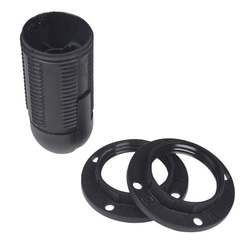 SES | E14 | Small Edison Screw Black Threaded Lampholder With Push Wire Terminals 4812745