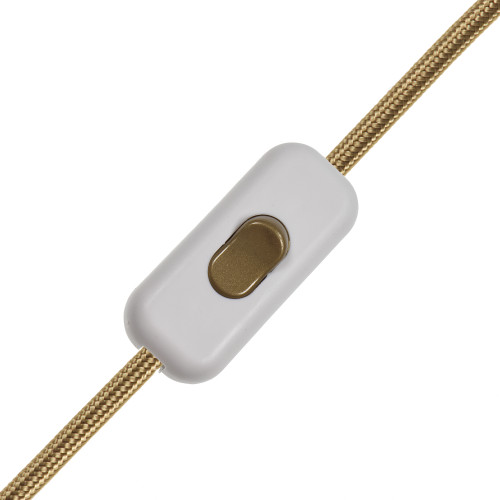 White Body Gold Rocker Single Pole Inline Switch 8814546