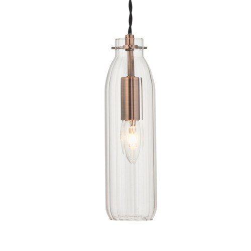 Oaks Lighting Hyperion Copper Glass Bottle Pendant Light Fitting 8928520