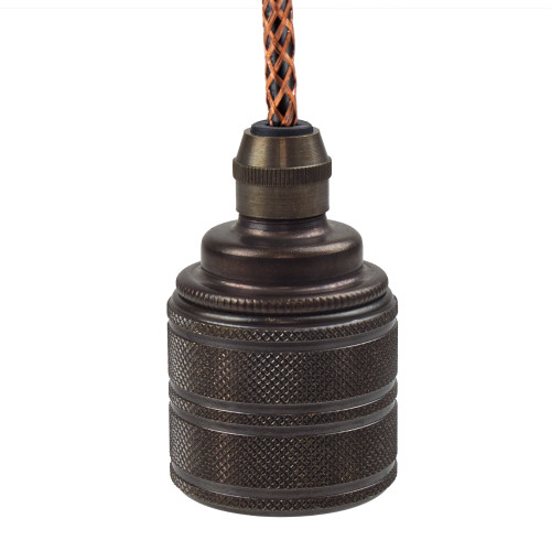 E27 Old English Pendant Lampholder with Decorative Knurled Design 5810148