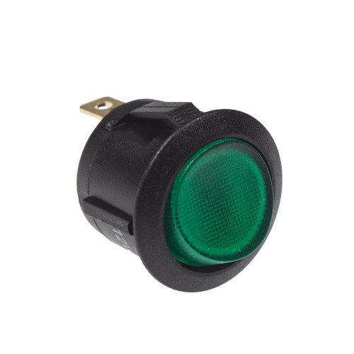 12V Green Illuminated Single Pole Rocker Switch W4 37211