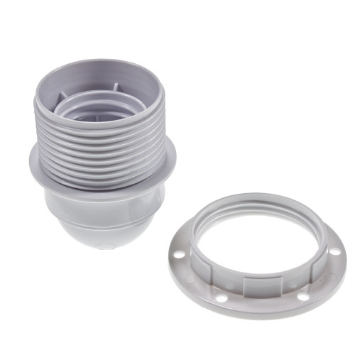 ES | E27 | Edison Screw Half Threaded White Lampholder with 10mm Thread