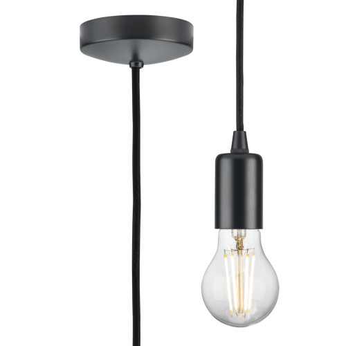 Anthracite 1.8m Plain E27 Pendant Light Fitting Class 2
