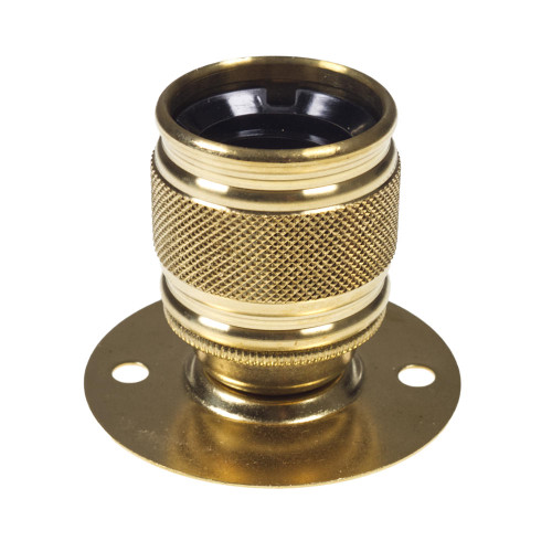 E27 Brass Batten Lampholder with Beaded Knurled Centre