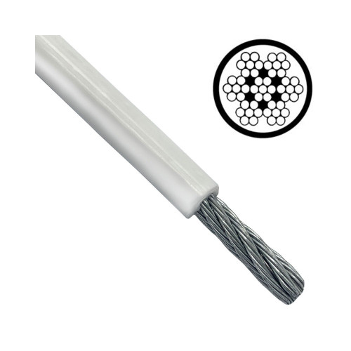 1.5mm 7x7 Stainless Steel Wire Rope - White PVC Coated