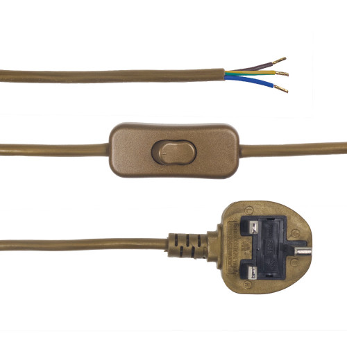 Gold 3 Core With Moulded Plug And In Line Switch 2.5m Long PLU92474