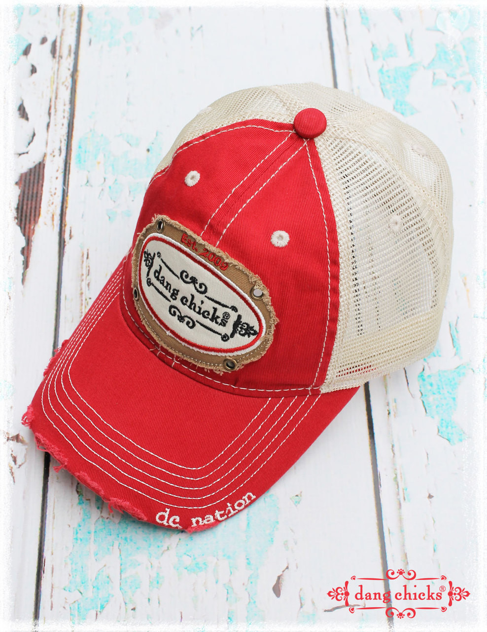 Red Distressed Trucker Hat
