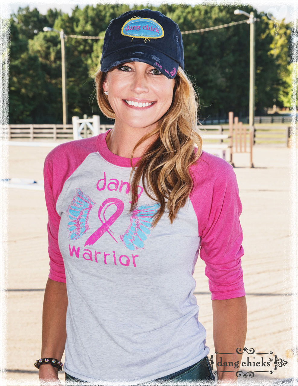 Dang Warrior Breast Cancer Raglan Tee by Dang Chicks